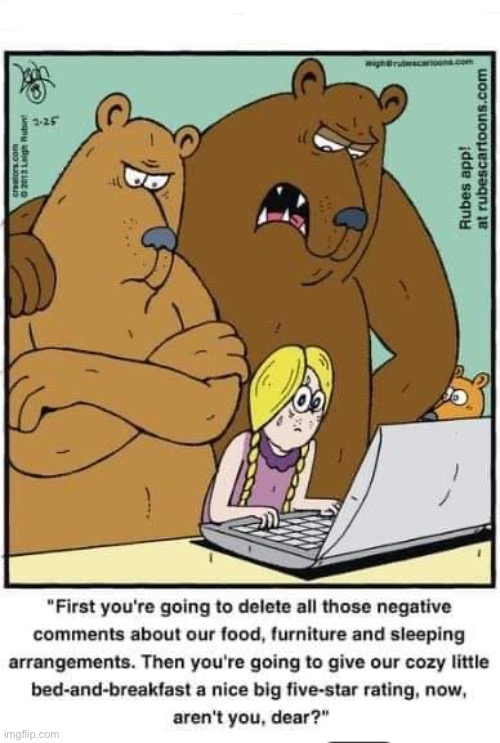 Rubes | image tagged in comics,rubes,goldilocks,three bears,bad review,delete | made w/ Imgflip meme maker