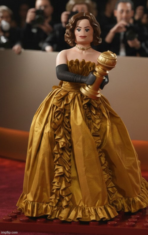 Stay Gold, ParKer Posey | image tagged in golden globes,getty images,parker posey,rodarte,lego art,brian einersen | made w/ Imgflip meme maker