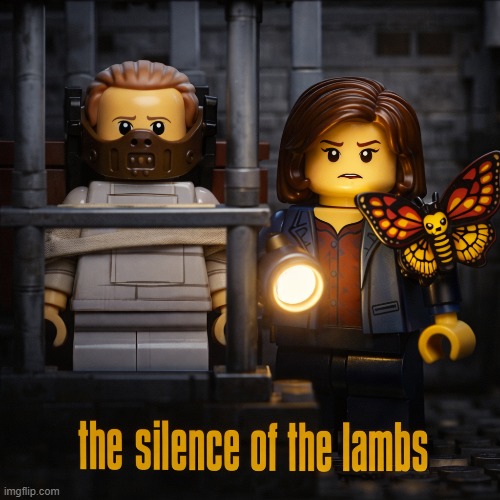 silent film | image tagged in silence of the lambs,hannibal lecter,ai art,lego art,butterfly,brian einersen | made w/ Imgflip meme maker