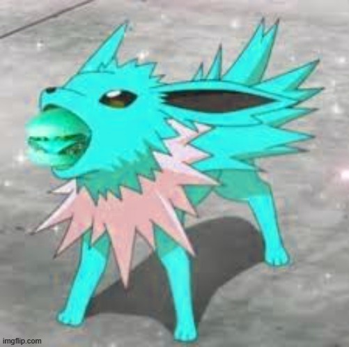 image tagged in teal jolteon eating burger | made w/ Imgflip meme maker