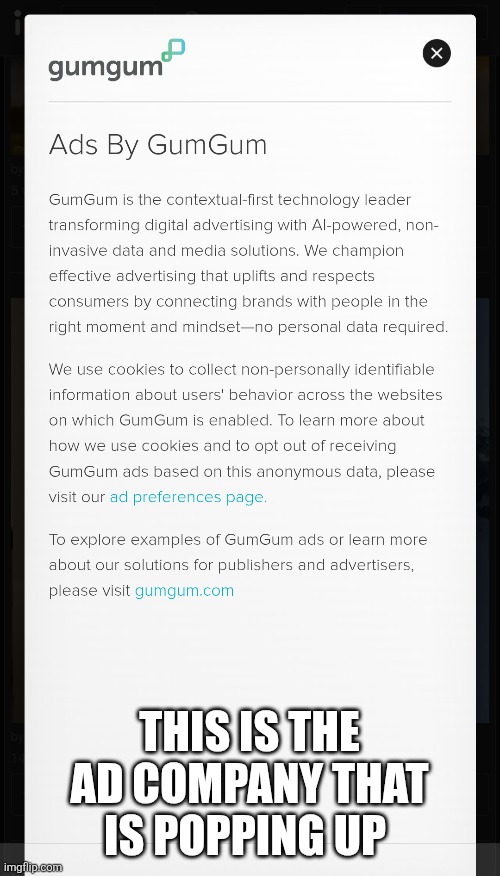 THIS IS THE AD COMPANY THAT IS POPPING UP | image tagged in screenshot,ads | made w/ Imgflip meme maker