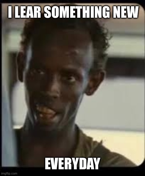 somalian | I LEAR SOMETHING NEW EVERYDAY | image tagged in somalian | made w/ Imgflip meme maker