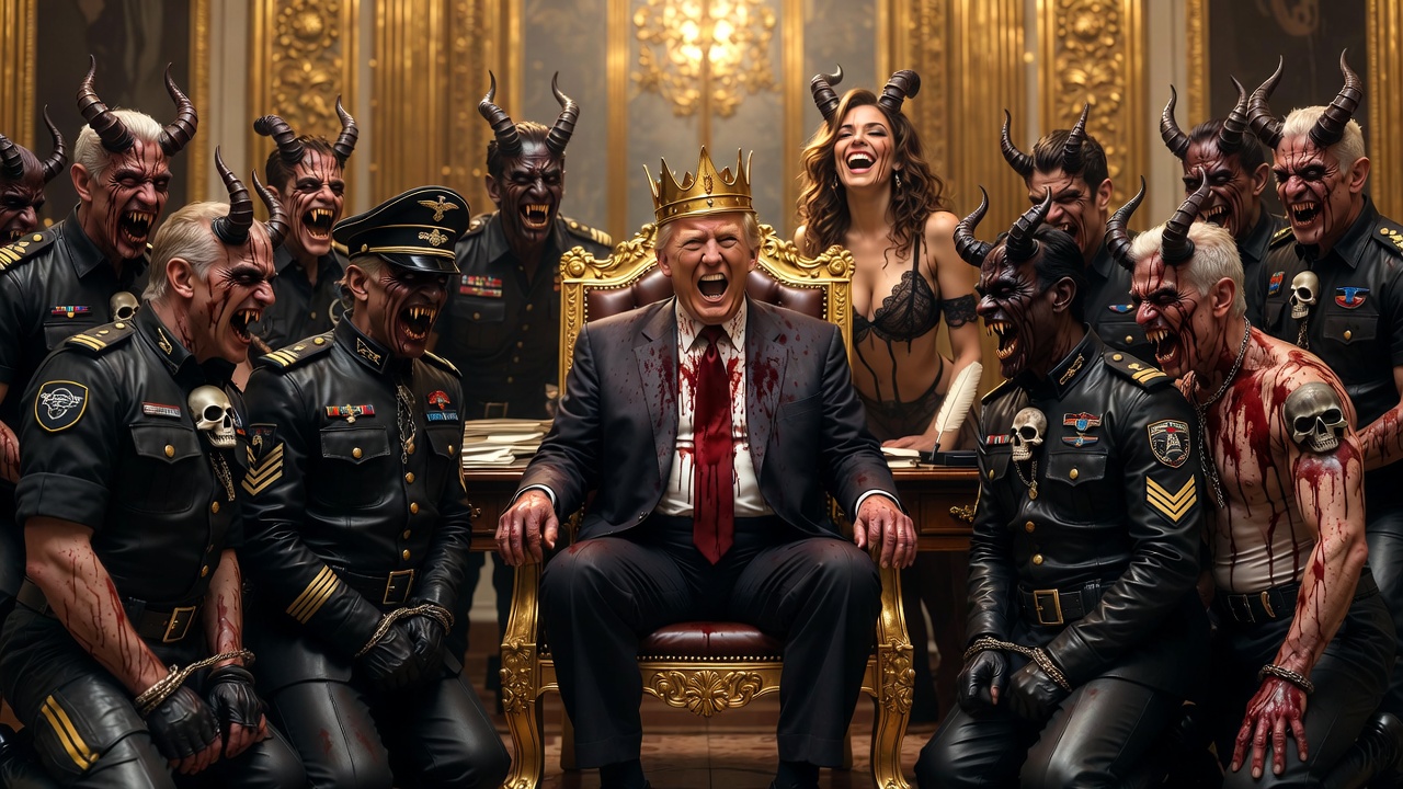 Pedo King Trump Demons Satan blood Blank Meme Template
