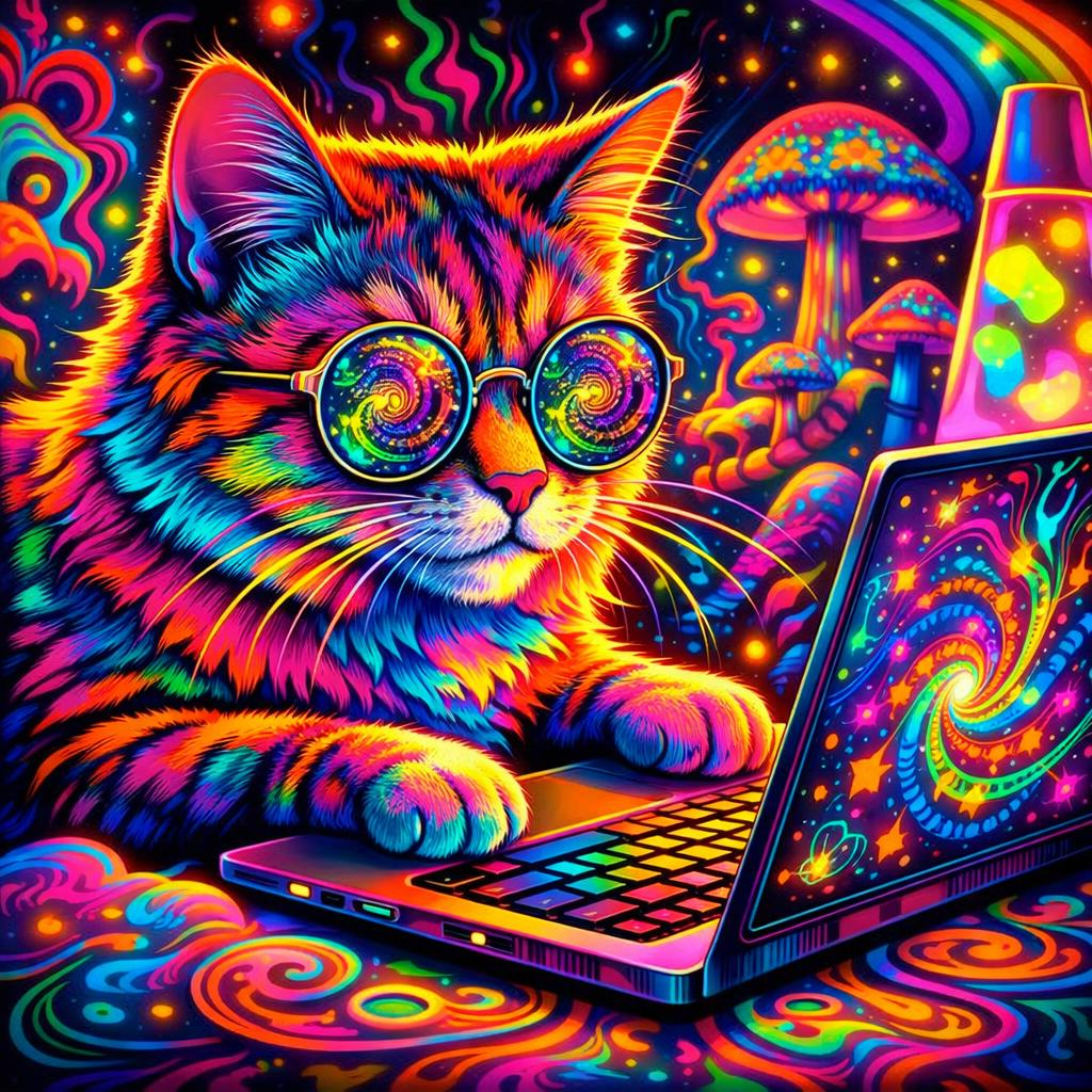 A cat using a laptop Blank Meme Template