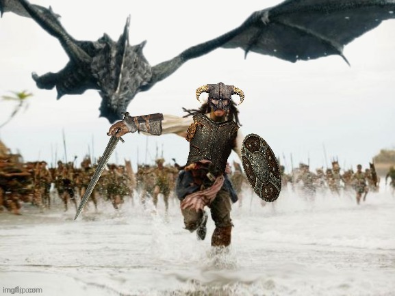 Dragonborn Being Chased | image tagged in dragonborn being chased | made w/ Imgflip meme maker