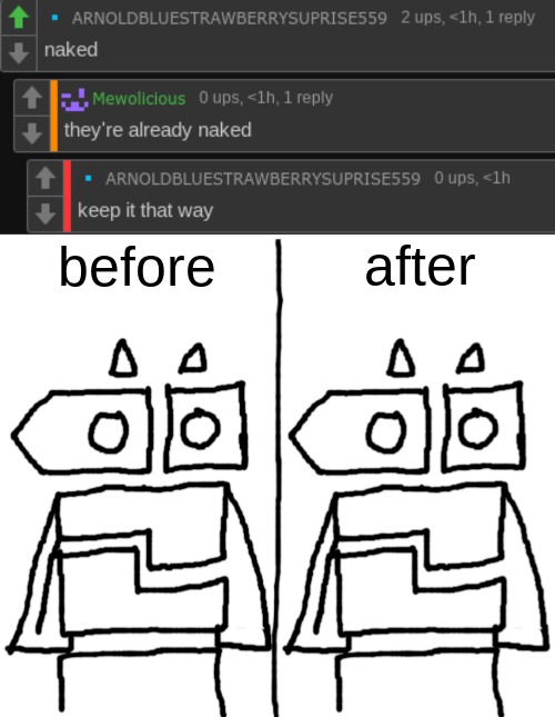 after; before | made w/ Imgflip meme maker