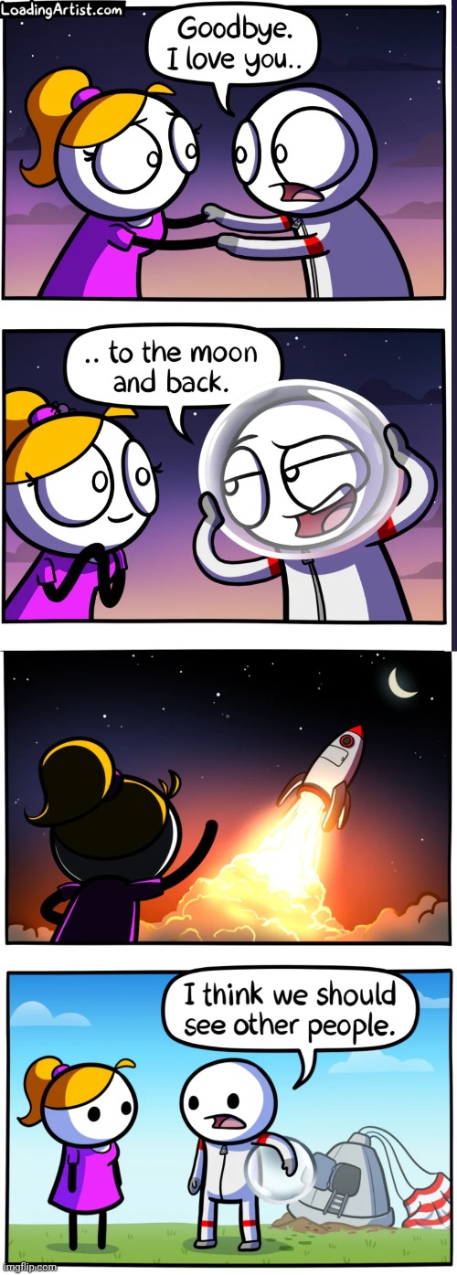 image tagged in comics,loadingartist,love,moon,astronaut,funny | made w/ Imgflip meme maker
