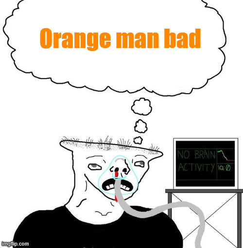 No brain activity | Orange man bad | image tagged in no brain activity | made w/ Imgflip meme maker