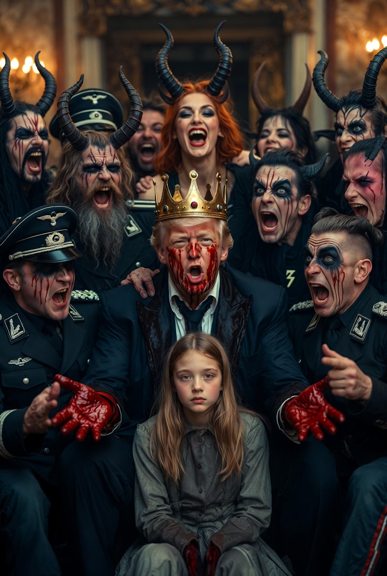 Donald Trump bloody hands Satan evil murderer Blank Meme Template