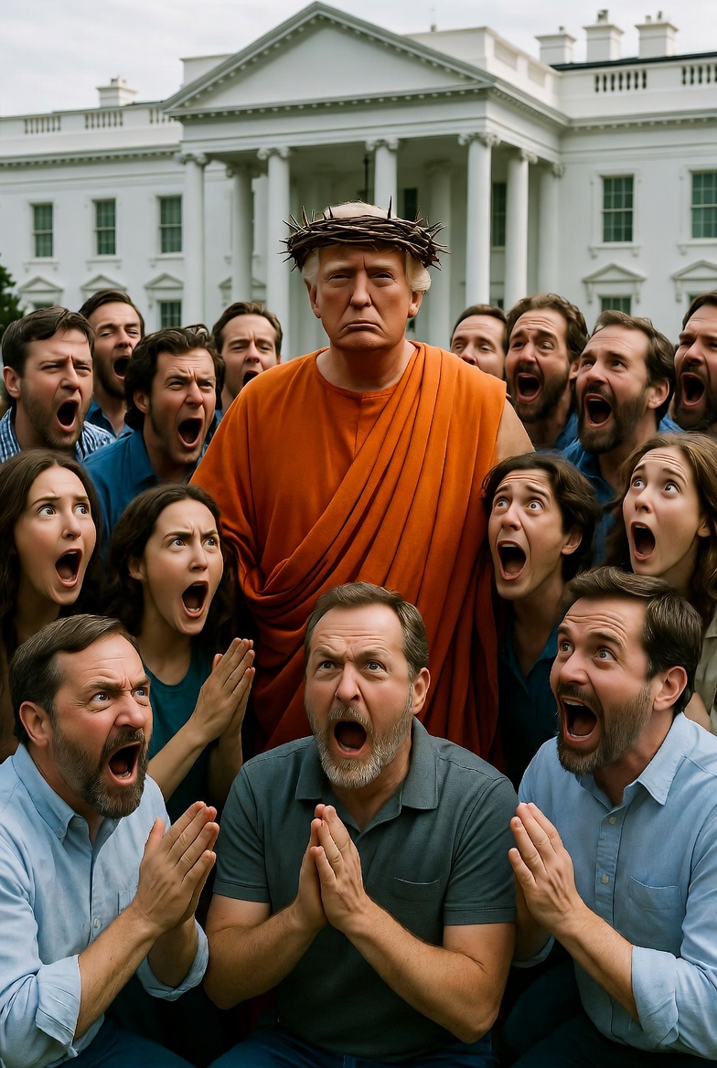 Trump Orange Savior and his MAGA followers Blank Meme Template