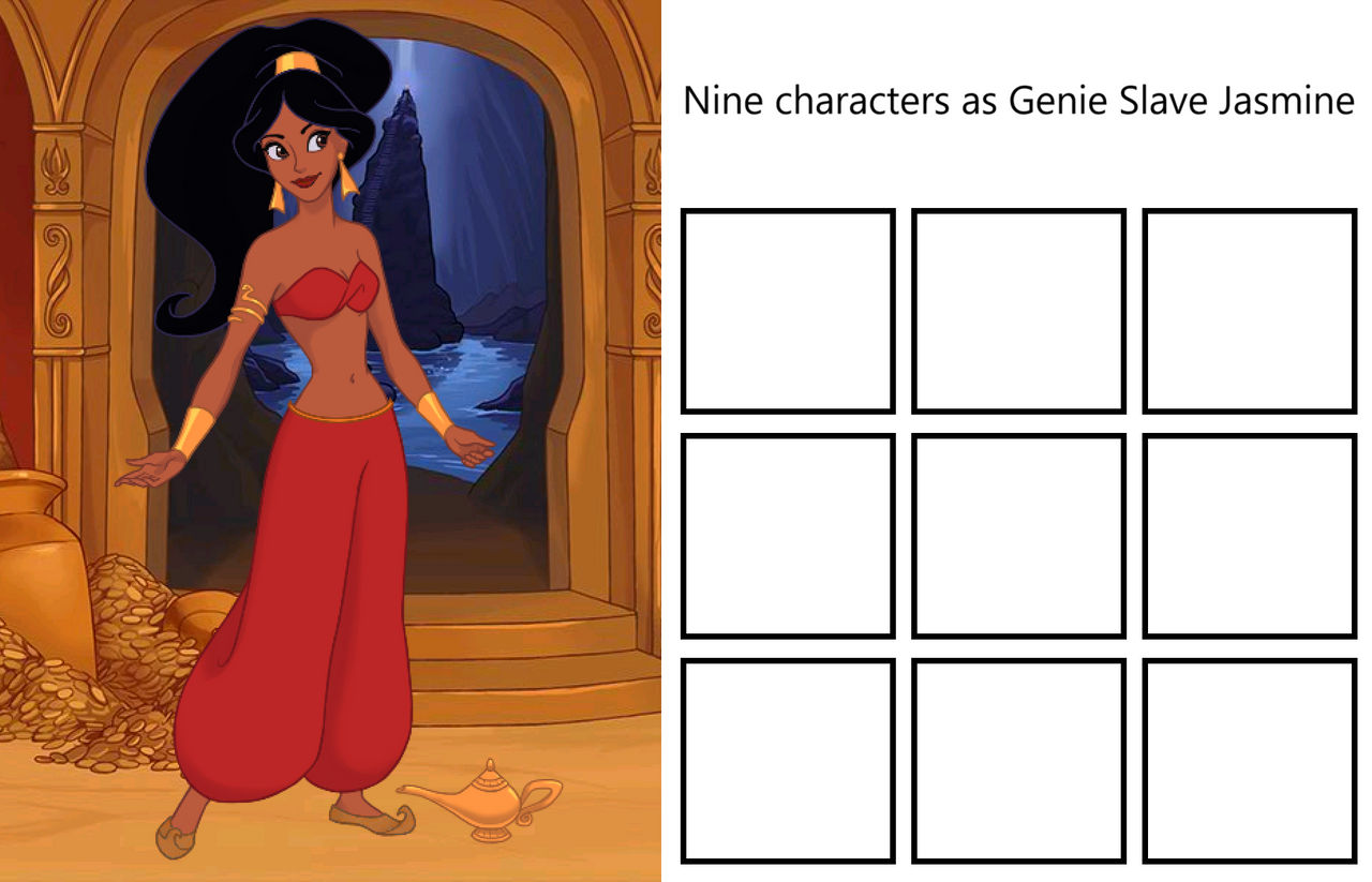Nine characters as Genie Slave Jasmine Blank Meme Template