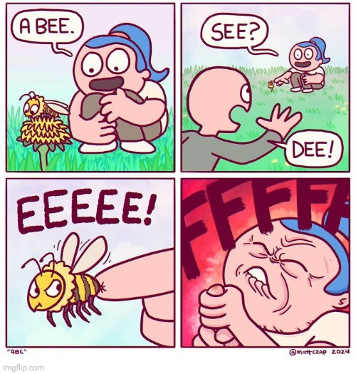GGGGGGGGG | image tagged in bees,bee,sting,stung,comics,comics/cartoons | made w/ Imgflip meme maker