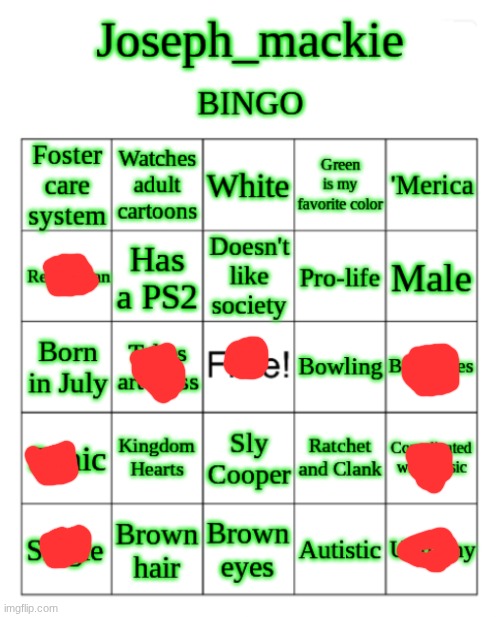 still no bingo | image tagged in joseph_mackie bingo | made w/ Imgflip meme maker