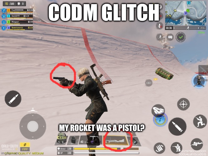 Never in my 3 years of experience have I seen this | CODM GLITCH; MY ROCKET WAS A PISTOL? | image tagged in glitch,gaming,call of duty | made w/ Imgflip meme maker