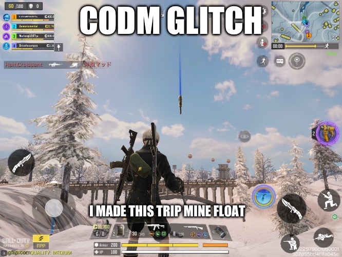 How did I do it? Give me your thoughts in the comments! | CODM GLITCH; I MADE THIS TRIP MINE FLOAT | image tagged in call of duty,gaming,online gaming,tricks,glitch | made w/ Imgflip meme maker