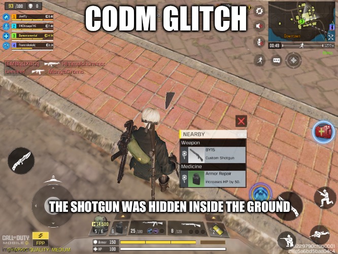 This is the last of the 3 codm glitches. I hope you all enjoyed them! | CODM GLITCH; THE SHOTGUN WAS HIDDEN INSIDE THE GROUND | image tagged in cod,call of duty,i call it _____,glitch,hacks | made w/ Imgflip meme maker