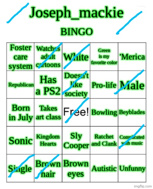 Joseph_Mackie BINGO | image tagged in joseph_mackie bingo | made w/ Imgflip meme maker