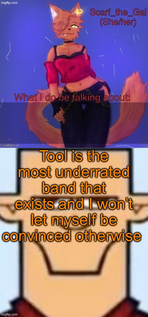 Two types of announcement temps | Tool is the most underrated band that exists and I won’t let myself be convinced otherwise | image tagged in two types of announcement temps | made w/ Imgflip meme maker