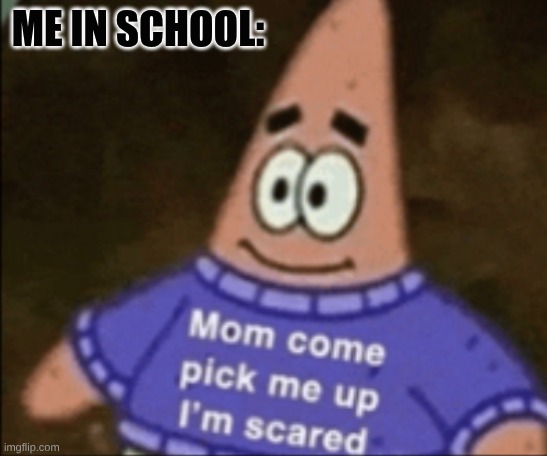 i'm scared | ME IN SCHOOL: | image tagged in funny,funny memes,ahh | made w/ Imgflip meme maker