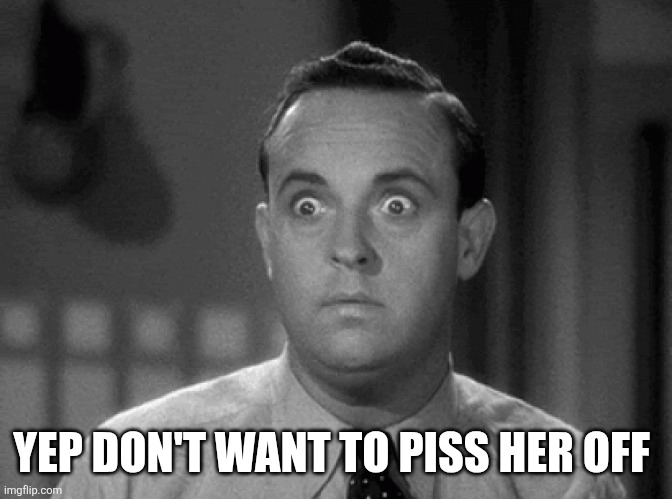 shocked face | YEP DON'T WANT TO PISS HER OFF | image tagged in shocked face | made w/ Imgflip meme maker