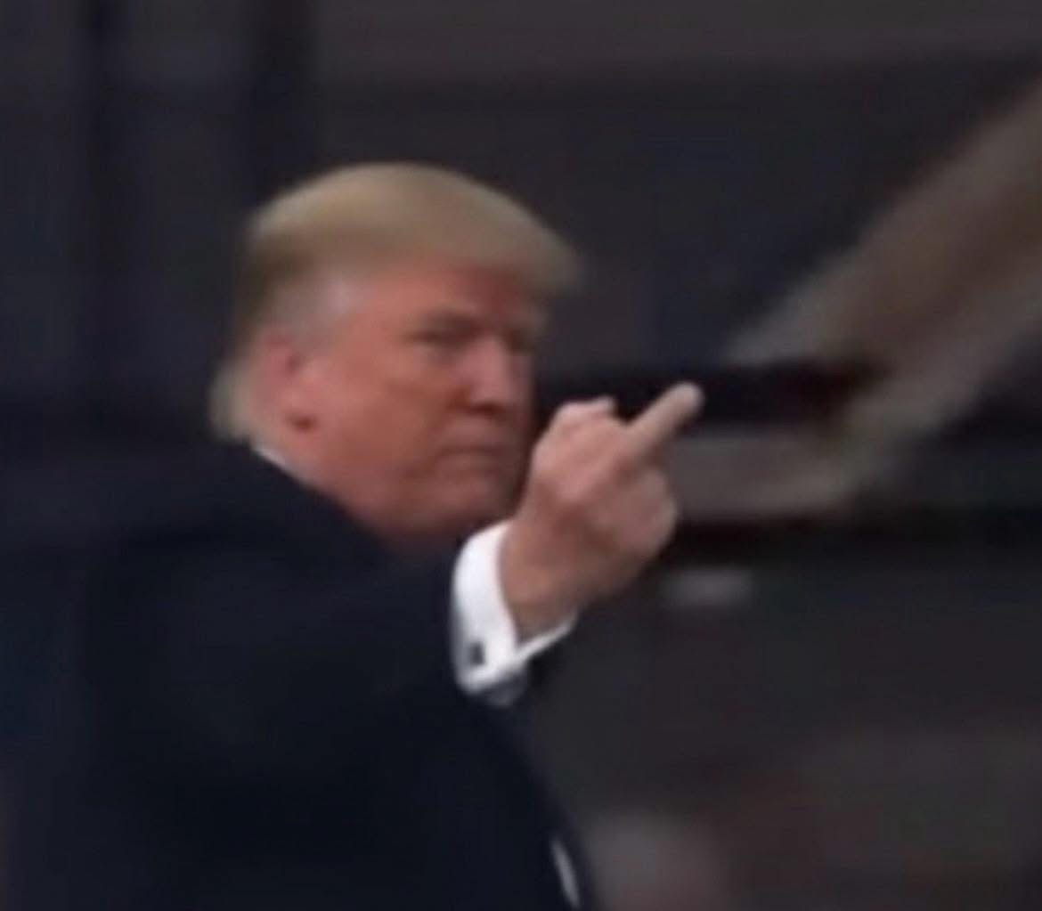 Trump flipping the bird Blank Meme Template