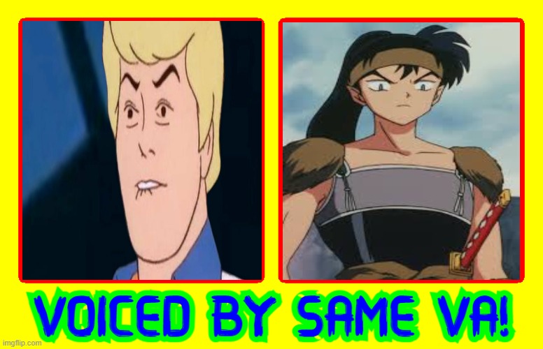 voiced by frank welker | image tagged in voiced by same va,frank welker,inuyasha,scooby doo,anime,same voice actor | made w/ Imgflip meme maker