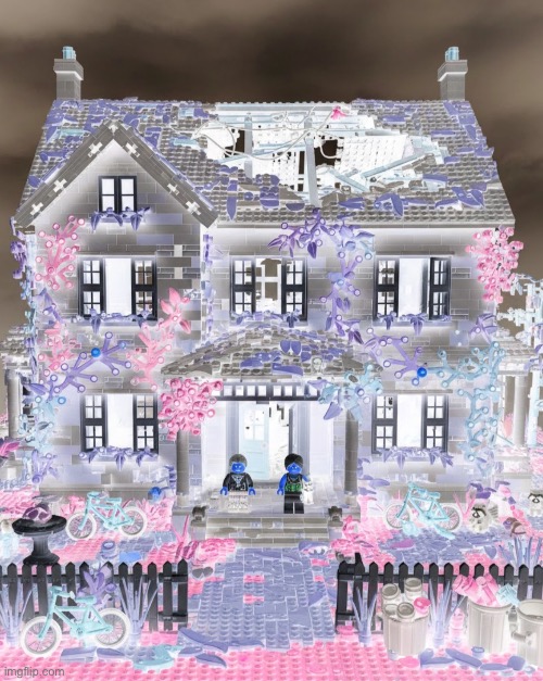 Blush Gardens | image tagged in grey gardens,little edie,ai art,lego art,brian einersen | made w/ Imgflip meme maker