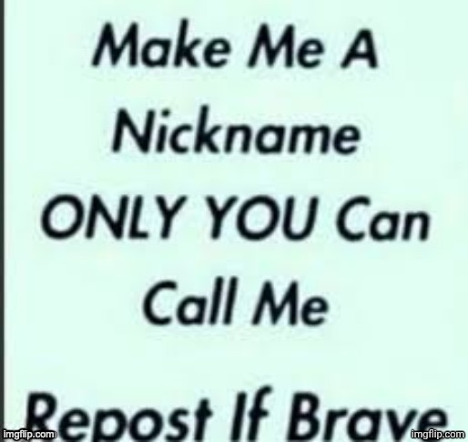 Make a nickname for me | image tagged in make a nickname for me | made w/ Imgflip meme maker