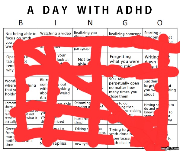Another ADHD bingo | image tagged in another adhd bingo | made w/ Imgflip meme maker