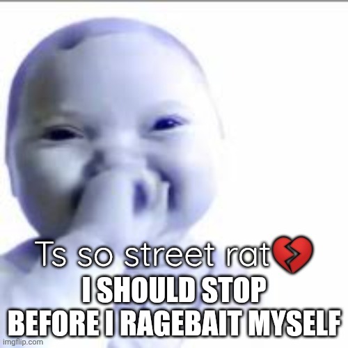 Ts so street rat | I SHOULD STOP BEFORE I RAGEBAIT MYSELF | image tagged in ts so street rat | made w/ Imgflip meme maker