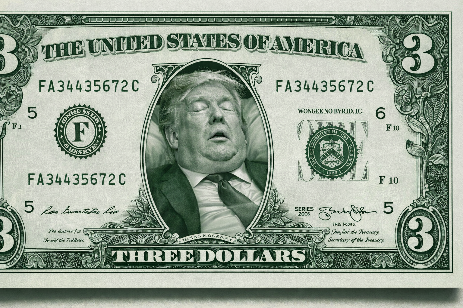 Phony currency from a phony president. Trump sleep Blank Meme Template