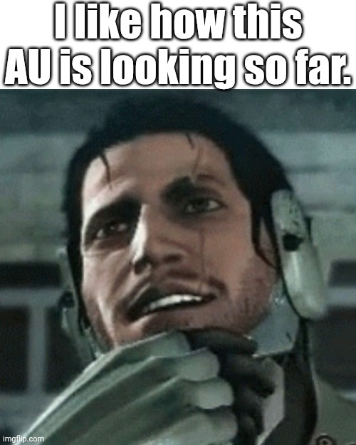 I like how this AU is looking so far. | image tagged in jetstream sam thinking | made w/ Imgflip meme maker