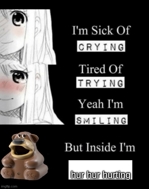 cant sleep | hur hur hurting | image tagged in i'm sick of crying | made w/ Imgflip meme maker