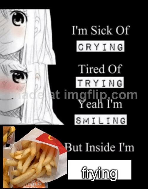 I'm Sick Of Crying | frying | image tagged in i'm sick of crying | made w/ Imgflip meme maker