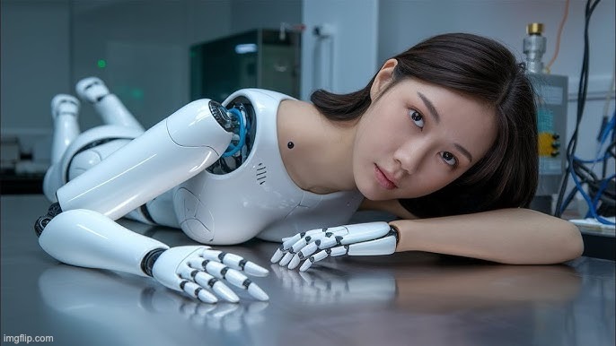 Sci-fi robot woman with striking features