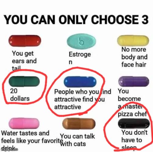 money | image tagged in you can only choose 3 | made w/ Imgflip meme maker