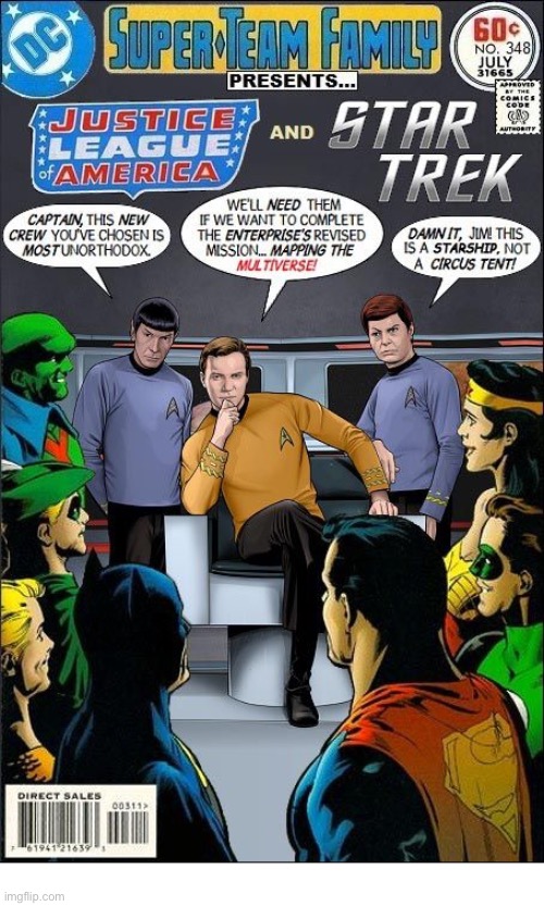 image tagged in comics,justice league,star trek,mashup,super team family | made w/ Imgflip meme maker