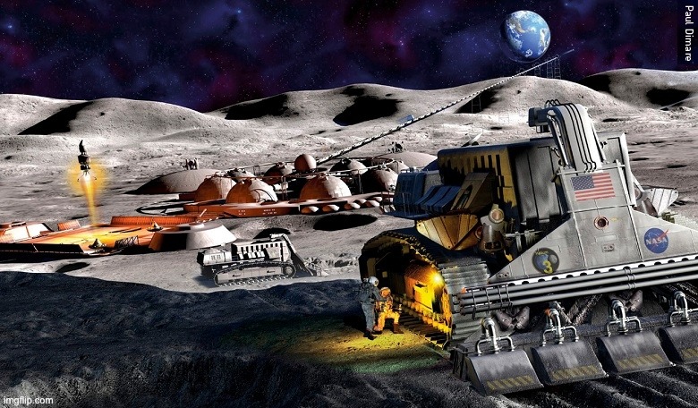 Interlune helium-3 harvester prototype on lunar surface