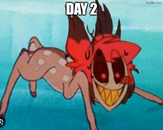 Day 2 of posting cursed images of hazbin hotel charecters:3 | DAY 2 | image tagged in cursed image | made w/ Imgflip meme maker