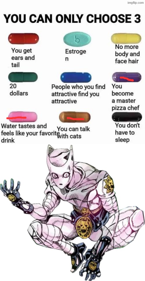 kira queen | image tagged in you can only choose 3,killer queen bites the dust | made w/ Imgflip meme maker
