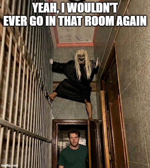 Surprise M'effer | YEAH, I WOULDN'T EVER GO IN THAT ROOM AGAIN | image tagged in cursed image | made w/ Imgflip meme maker