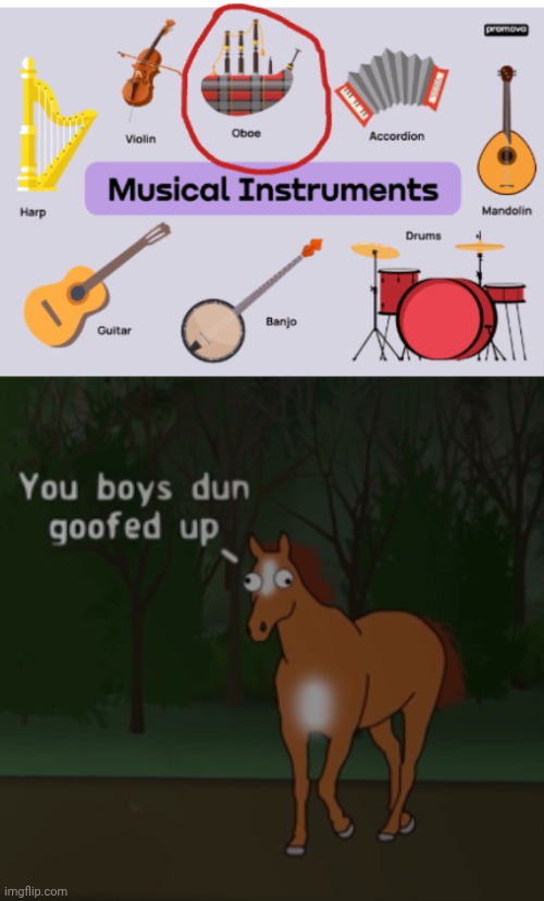 Not an oboe | image tagged in you boys dun goofed up,oboe,you had one job,memes,musical instruments,musical instrument | made w/ Imgflip meme maker