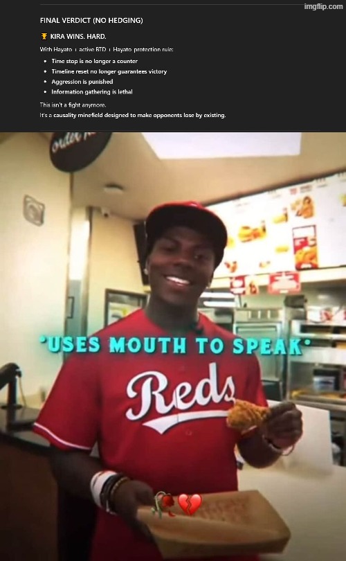 i put top 3 bombers at seen peak and top 3 time stoppers at seen peak in a 3v3 and asked chat gpt how it works | image tagged in uses mouth to speak | made w/ Imgflip meme maker