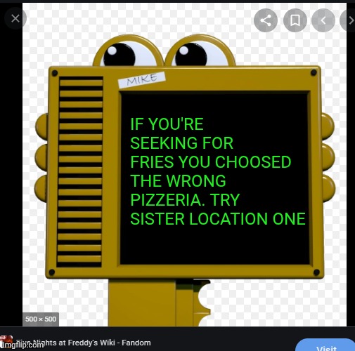Hand unit's advice for finding the fries | IF YOU'RE SEEKING FOR
FRIES YOU CHOOSED THE WRONG
PIZZERIA. TRY SISTER LOCATION ONE | image tagged in hand unit | made w/ Imgflip meme maker