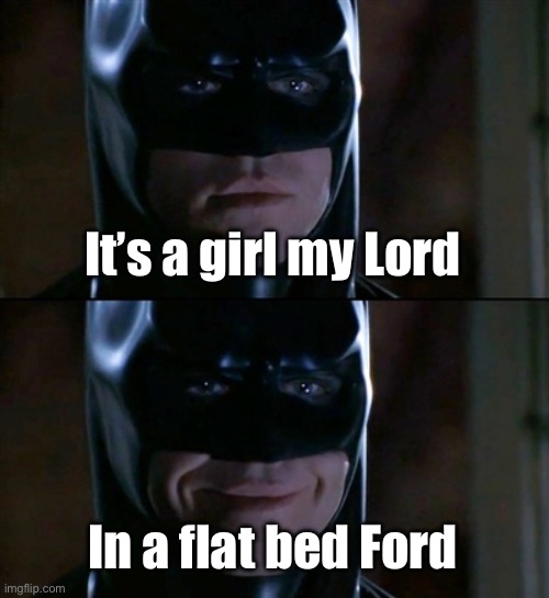 Take it easy | It’s a girl my Lord In a flat bed Ford | image tagged in memes,batman smiles,respect,take it easy,eagles | made w/ Imgflip meme maker