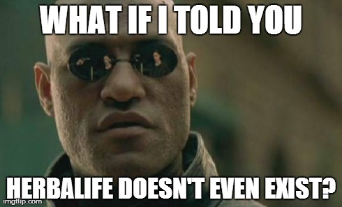 Matrix Morpheus Meme | WHAT IF I TOLD YOU HERBALIFE DOESN'T EVEN EXIST? | image tagged in memes,matrix morpheus | made w/ Imgflip meme maker