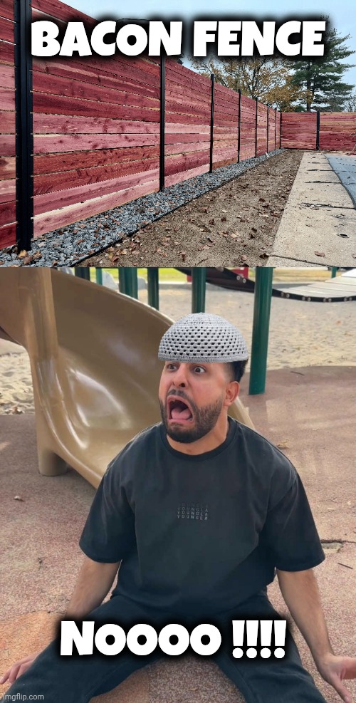 Bacon meme | BACON FENCE; NOOOO !!!! | image tagged in islam | made w/ Imgflip meme maker