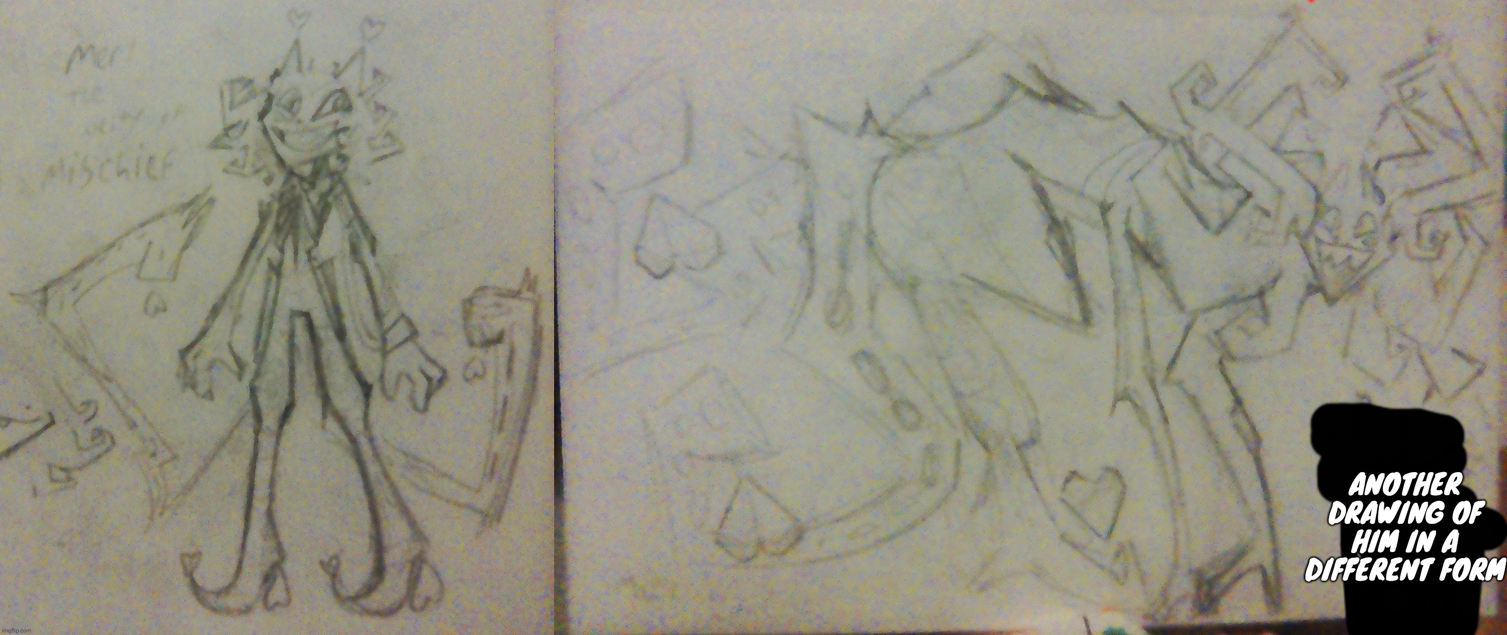 Also a slight redesign of my oc merl. He looks more jester ish | ANOTHER DRAWING OF HIM IN A DIFFERENT FORM | made w/ Imgflip meme maker