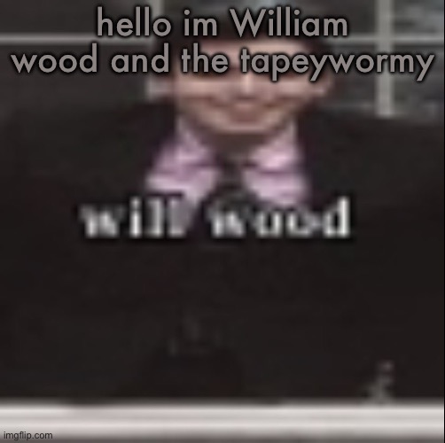 will wood | hello im William wood and the tapeywormy | image tagged in will wood | made w/ Imgflip meme maker