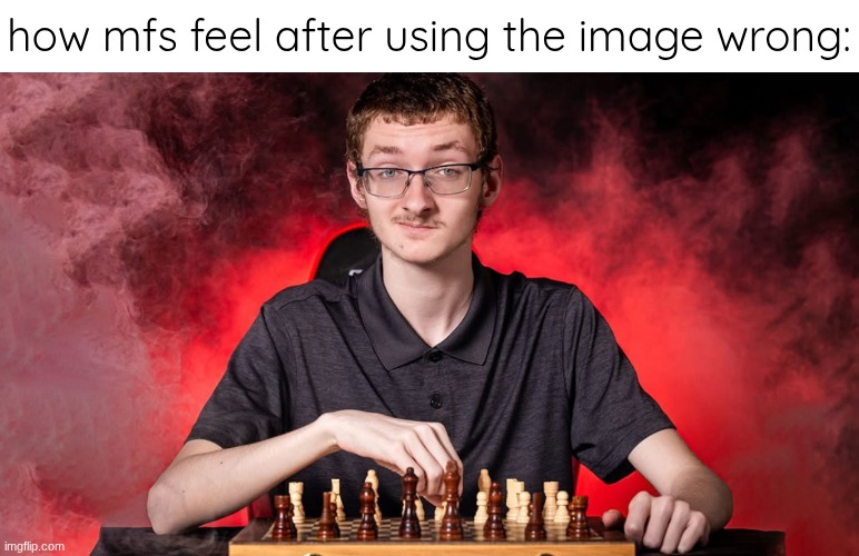 Smirking Chess Guy | how mfs feel after using the image wrong: | image tagged in smirking chess guy | made w/ Imgflip meme maker